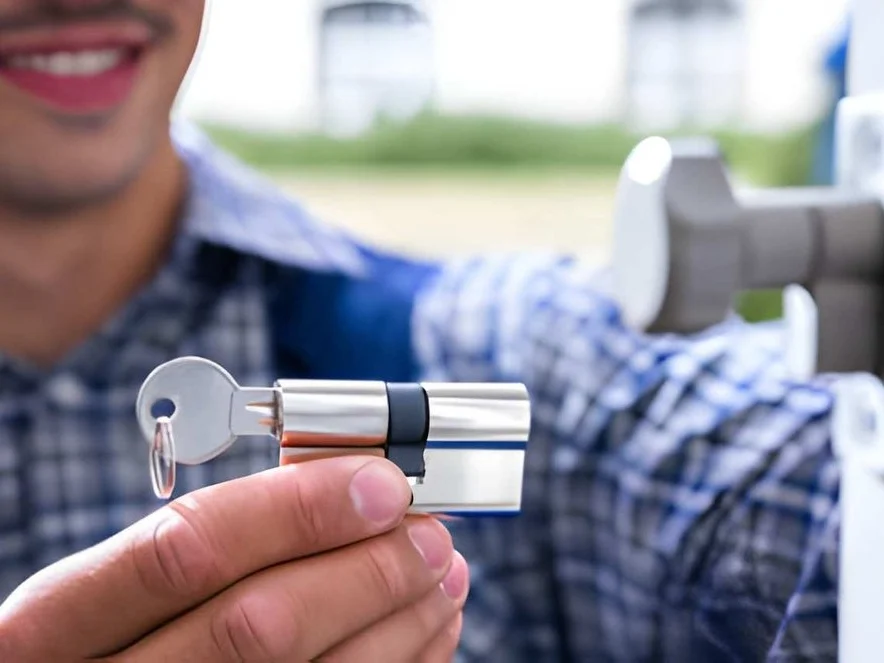 Locksmith lock door repair worker changing