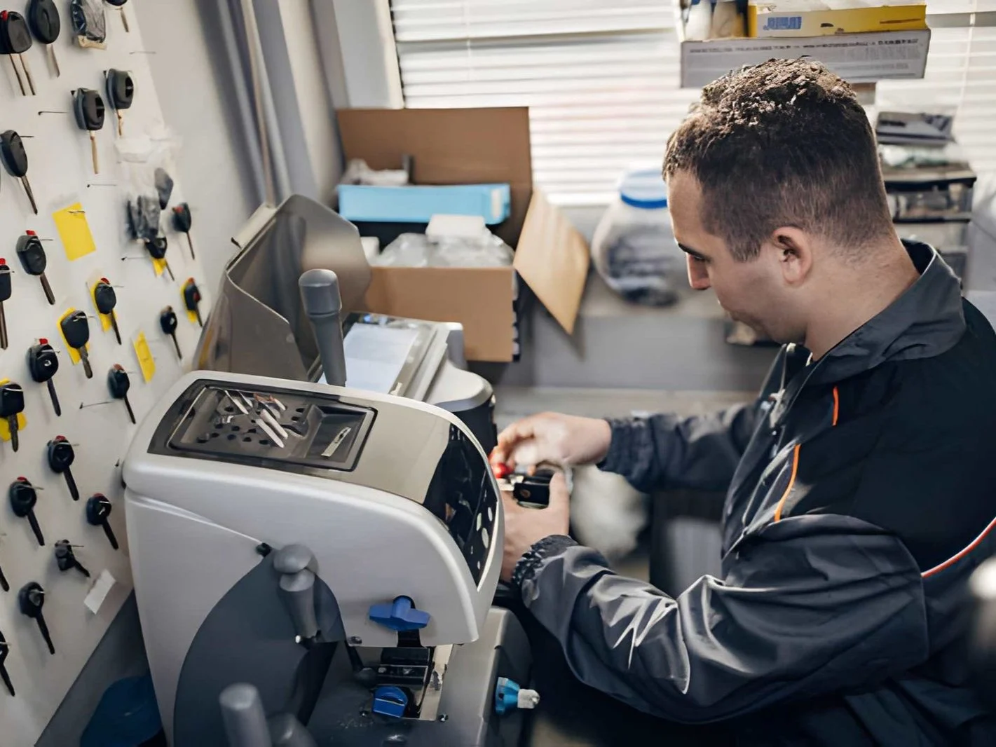 Man making car keys copies